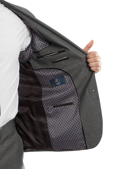 Arezzo Collection - 100% Wool Suit Modern Fit Italian Style 2 Piece in Dark Gray 3 SO4MW246-02-36R  - from alligatorwarehouse.com