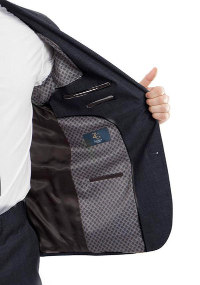 Arezzo Collection - 100% Wool Suit Modern Fit Italian Style 2 Piece in Navy 3 SO4MW246-03-36R  - from alligatorwarehouse.com