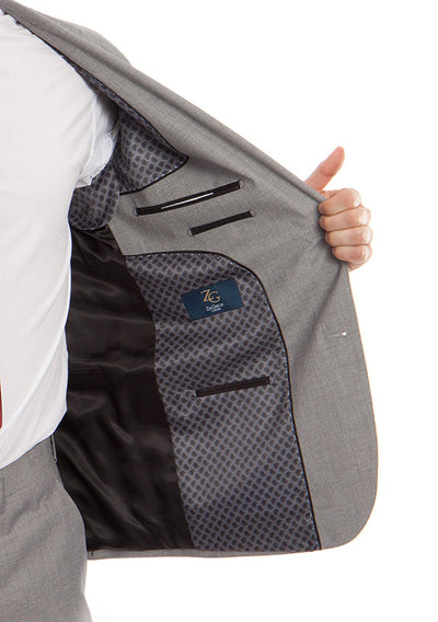 Arezzo Collection - 100% Wool Suit Modern Fit Italian Style 2 Piece in Gray 3 SO4MW246-05-36R  - from alligatorwarehouse.com