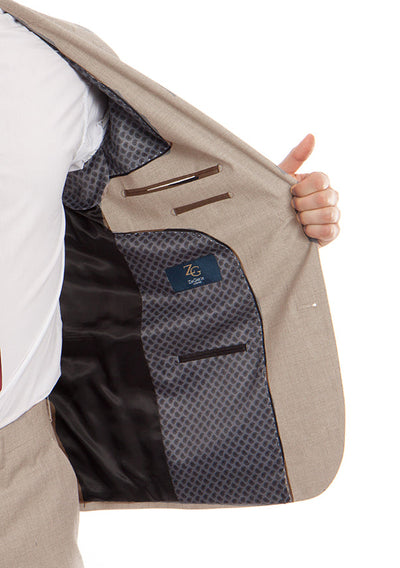 Arezzo Collection - 100% Wool Suit Modern Fit Italian Style 2 Piece in Tan 3 SO4MW246-06-36R  - from alligatorwarehouse.com