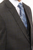 Wool Suit Modern Fit Windowpane 3 Piece in Dark Gray 2 SO4MW258-01-Gray  - from alligatorwarehouse.com