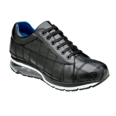 Men's Belvedere Magnus Patchwork Ostrich leg Sneaker in Black