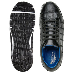 Men's Belvedere Magnus Patchwork Ostrich leg Sneaker in Black