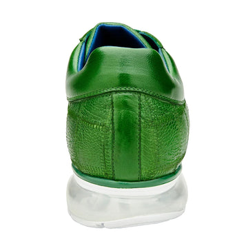 Men's Belvedere Magnus Patchwork Ostrich leg Sneaker in Emerald Green