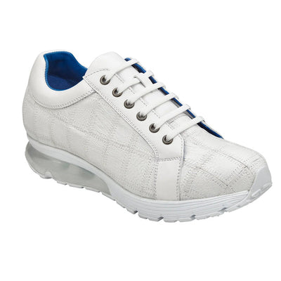 Men's Belvedere Magnus Patchwork Ostrich leg Sneaker in White 2 MEN E21 WHITE-M-09  - from alligatorwarehouse.com