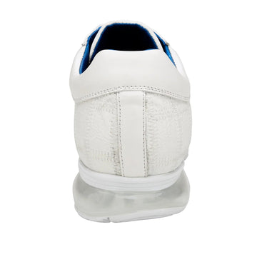 Men's Belvedere Magnus Patchwork Ostrich leg Sneaker in White 5 MEN E21 WHITE-M-09  - from alligatorwarehouse.com