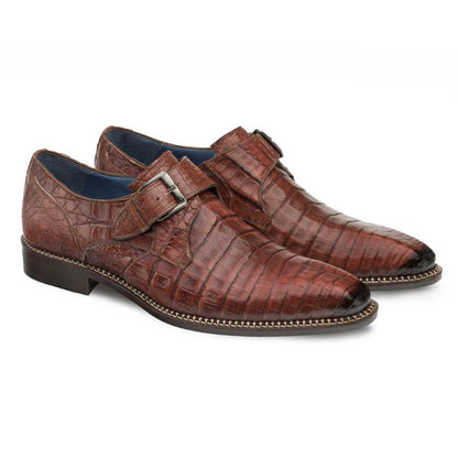 Mezlan Genuine Crocodile Monk Strap Mens Slip On