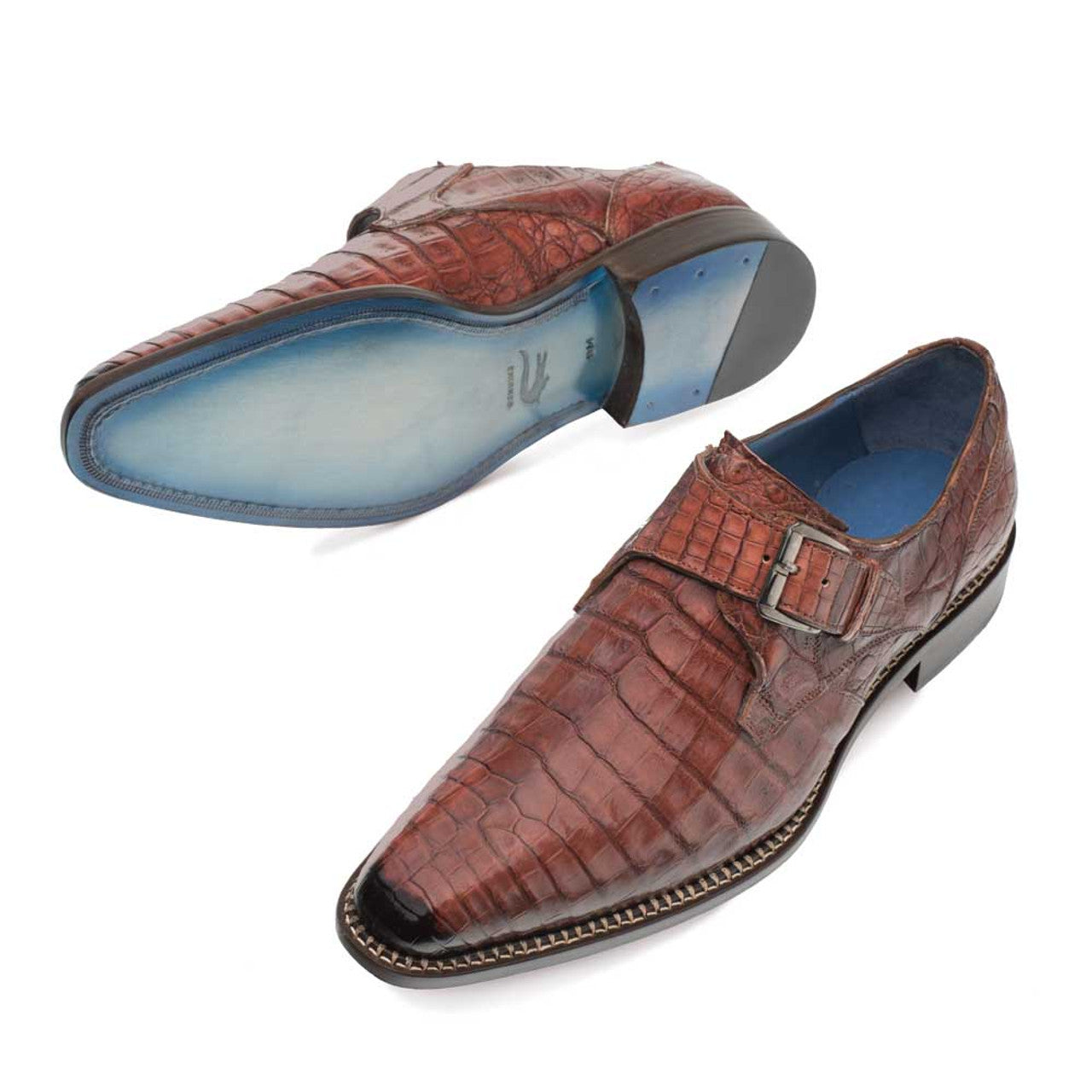 Mezlan Magnus Sport Genuine Crocodile Monk Strap Mens Slip On