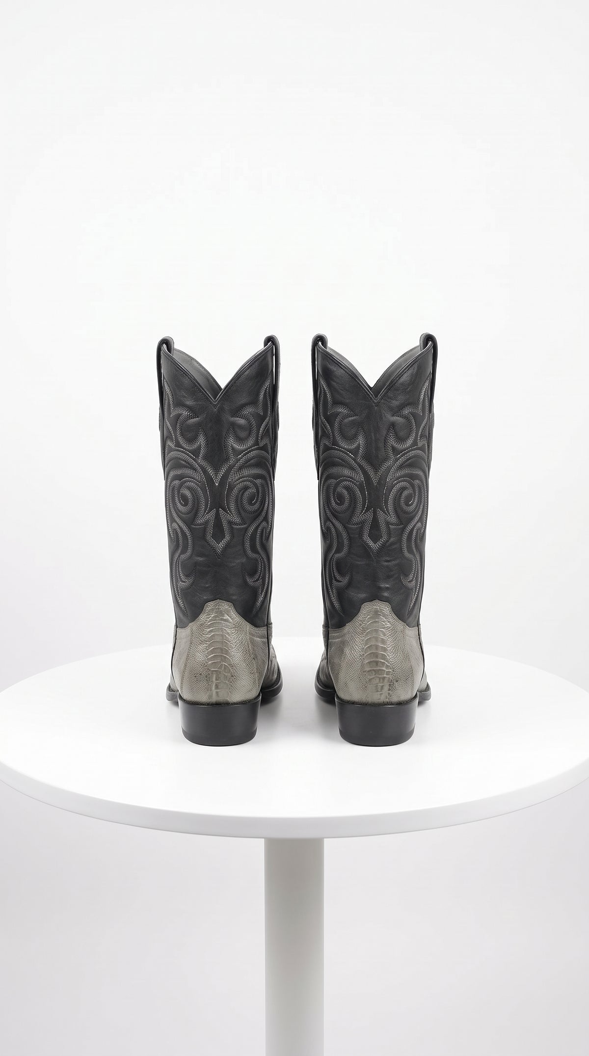Los Altos Men’s Grey Ostrich Leg Cowboy Boots, Low Priced Exotic Western Dress Boots