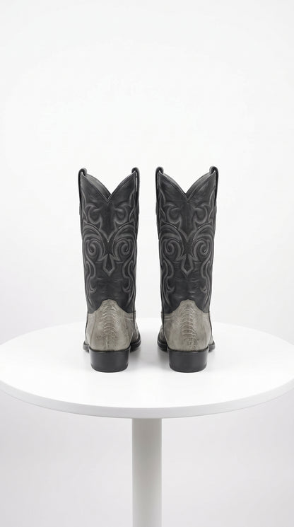 Los Altos Men’s Grey Ostrich Leg Cowboy Boots, Low Priced Exotic Western Dress Boots
