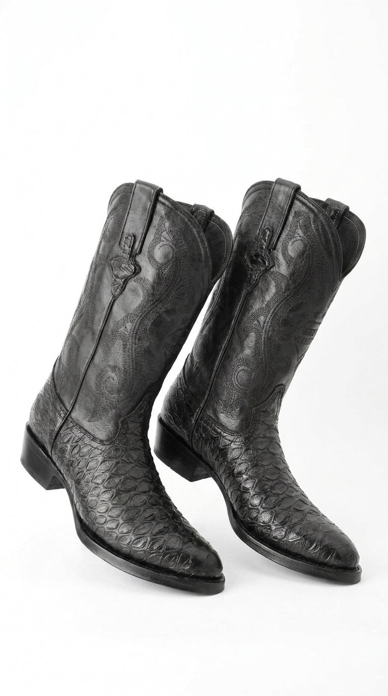 White Diamond Men’s Black Anteater Print Western Boots – J-Toe Cowboy Dress Boots