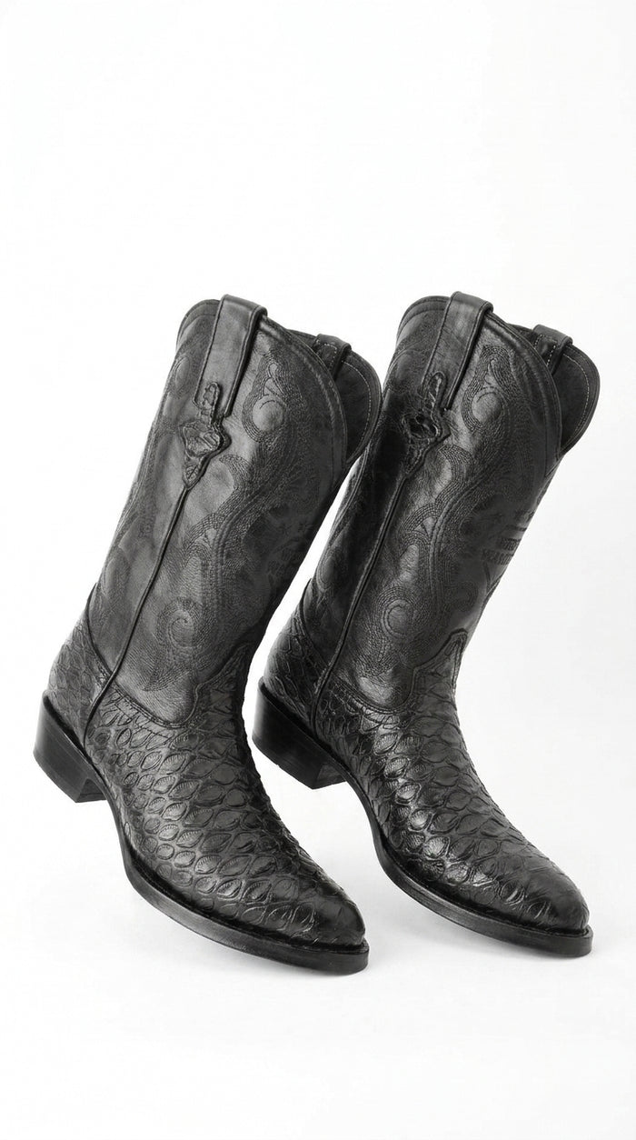 White Diamond Men’s Black Anteater Print Western Boots – J-Toe Cowboy Dress Boots