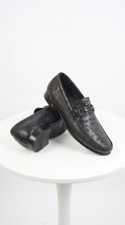 Lombardy Men’s Ostrich Quill & Calfskin Bit Loafers – Exotic Leather Dress Shoes