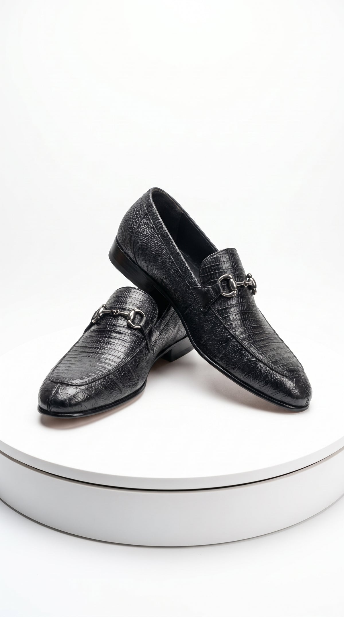 Lombardy Men’s Teju Lizard Bit Loafers – Exotic Leather Slip-On Dress Shoes