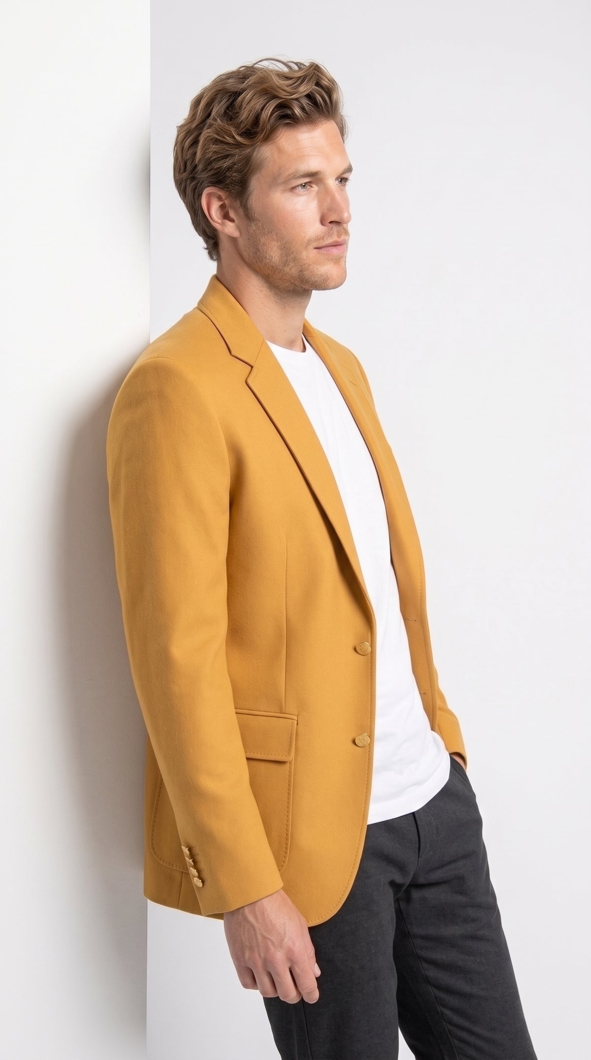 Executive Apparel Ultralux Men’s Gold Blazer Jacket, Formal Sport Coat for Weddings Prom and Parties
