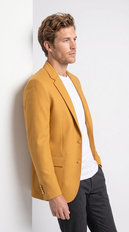 Executive Apparel Ultralux Men’s Gold Blazer Jacket, Formal Sport Coat for Weddings Prom and Parties