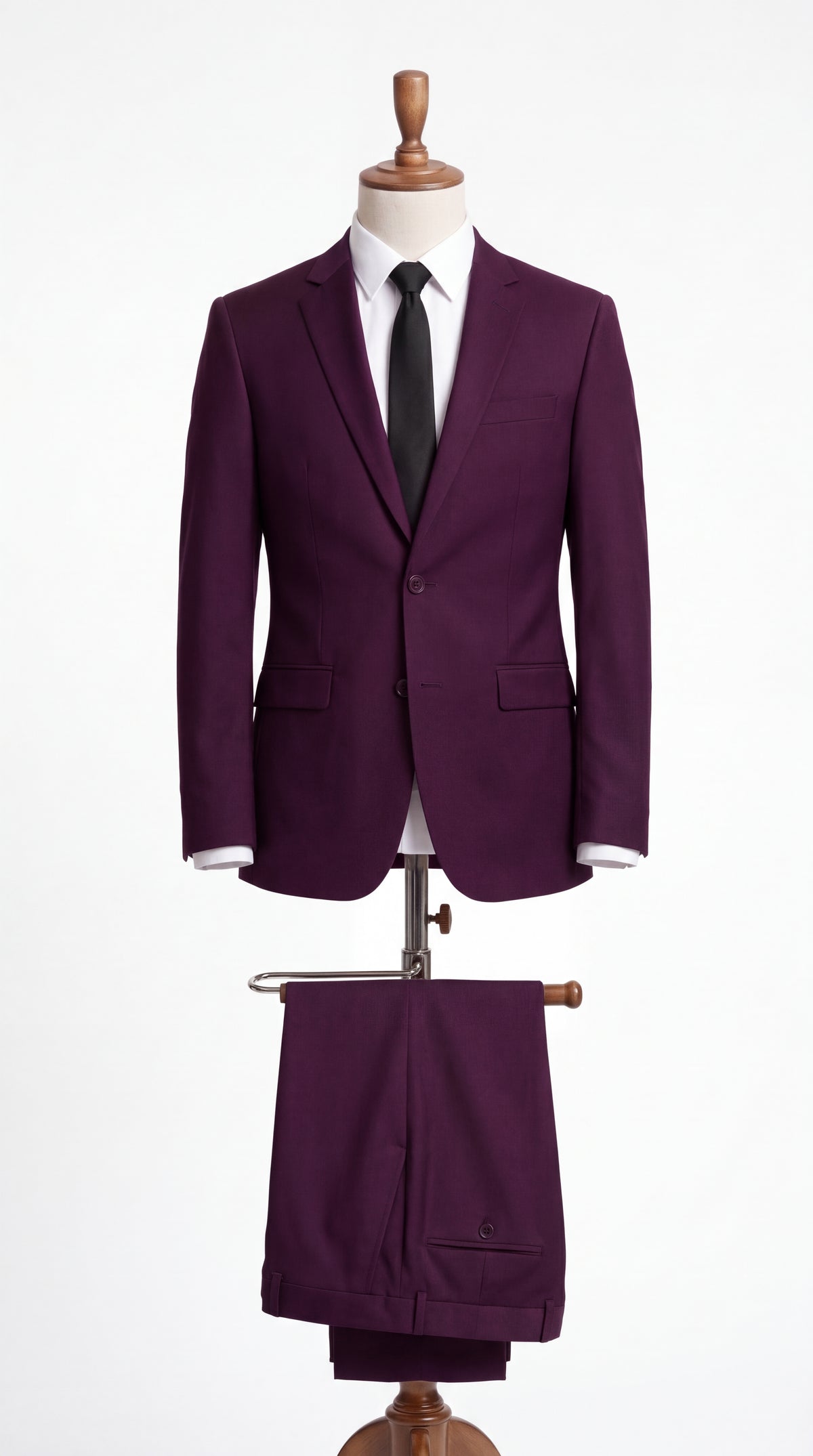 Men's Plum Purple Slim Fit 2-Piece Suit – Modern 2-Button Notch Lapel Wedding, Prom & Formal Dress Suit