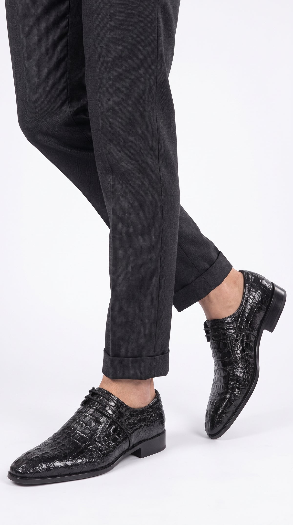 Lombardy Men’s Caiman Hornback Dress Shoes – Exotic Leather Lace-Up Shoes
