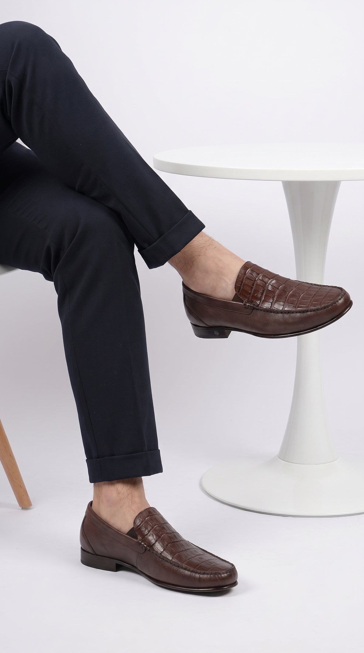 Lombardy Men’s Crocodile & Calfskin Loafers – Exotic Leather Slip-On Dress Shoes