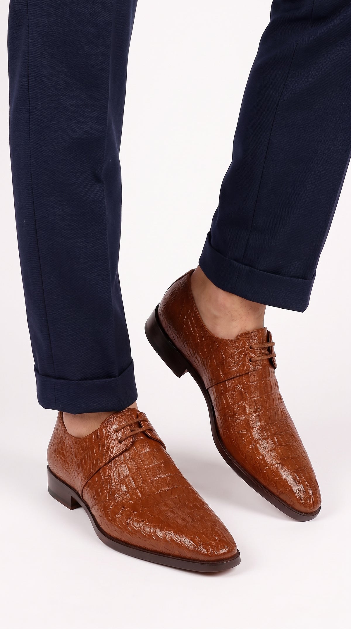 Lombardy Men’s Caiman Hornback Dress Shoes – Exotic Leather Lace-Up Shoes