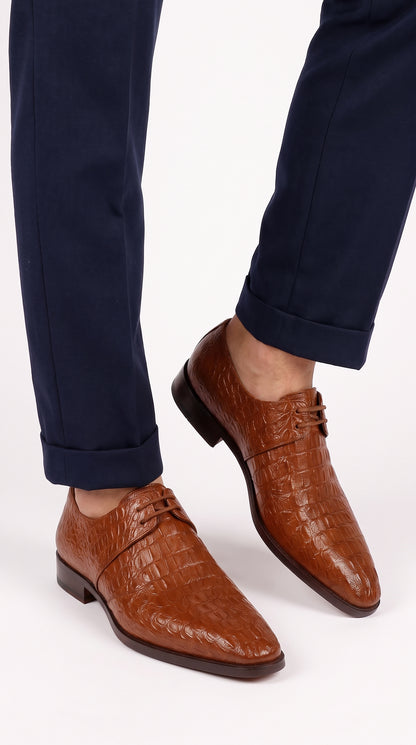 Lombardy Men’s Caiman Hornback Dress Shoes – Exotic Leather Lace-Up Shoes