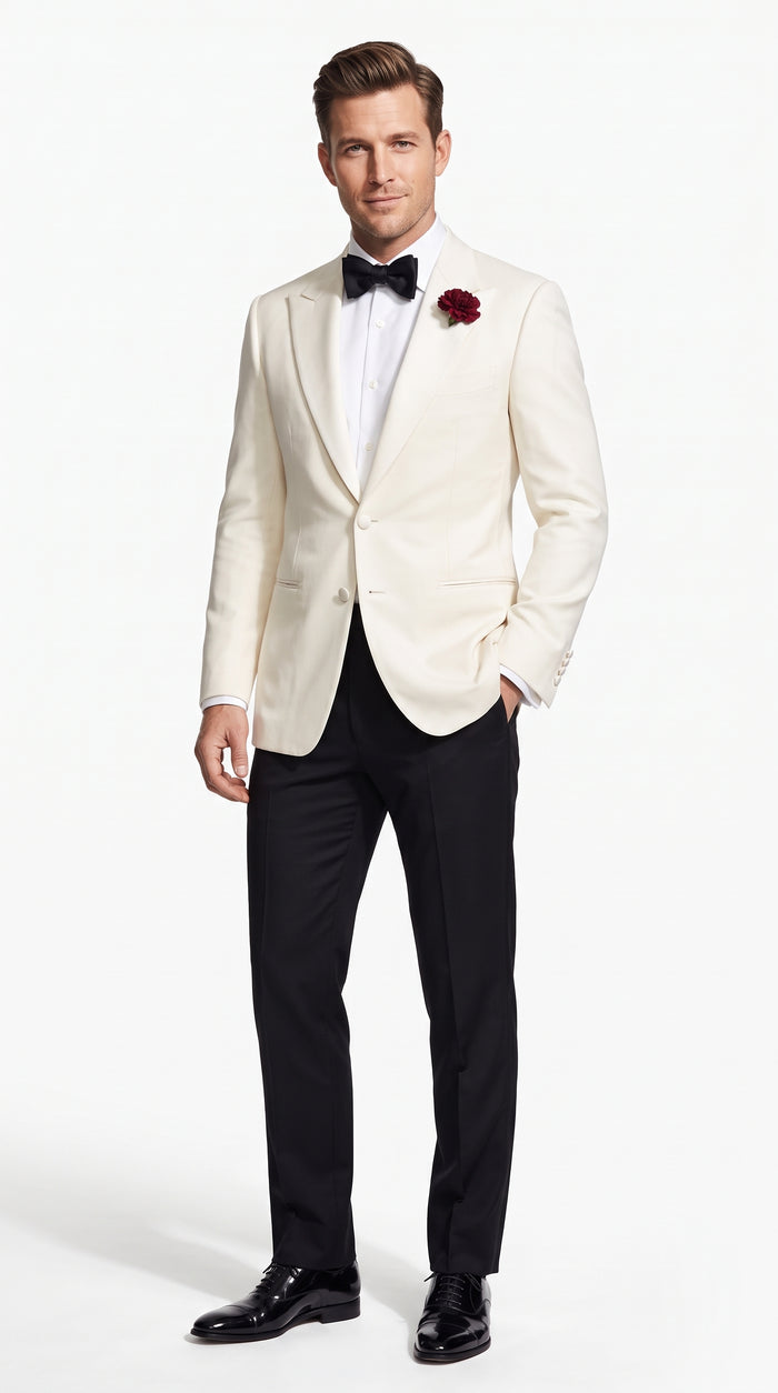 Men’s 007 Inspired White Tuxedo Jacket, James Bond Style Formal Dinner Jacket for Weddings and Prom