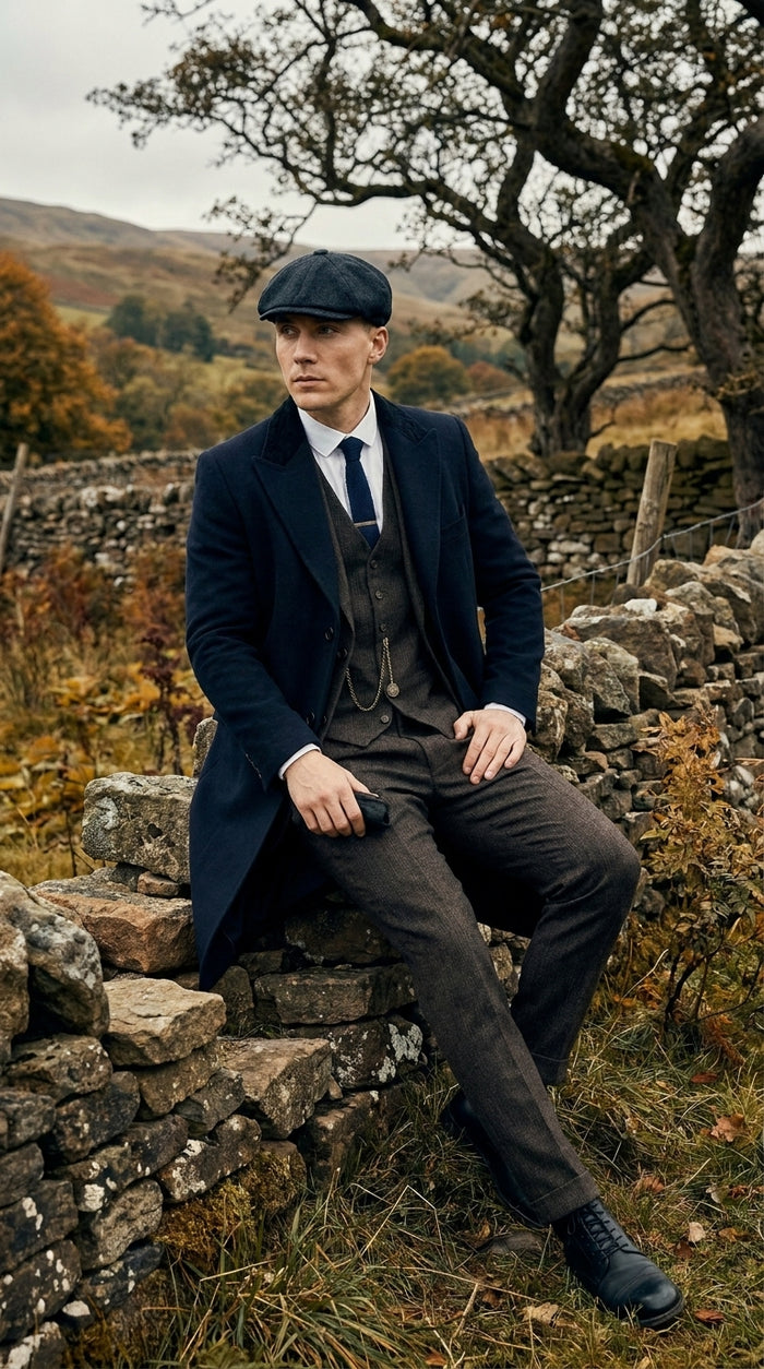 Men’s Grey Peaky Blinders Costume Outfit, Thomas Shelby Inspired 3 Piece Vintage Suit