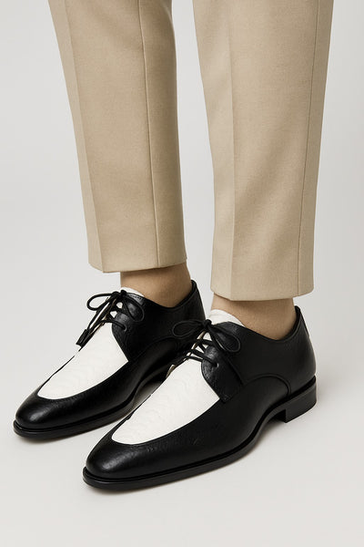 Marco Di Milano Andretti Black/White Ostrich Leg Shoes 9 ANDRETTI_OSTRICH-OSTRICH LEG_BLACK/WHITE_8  - from alligatorwarehouse.com