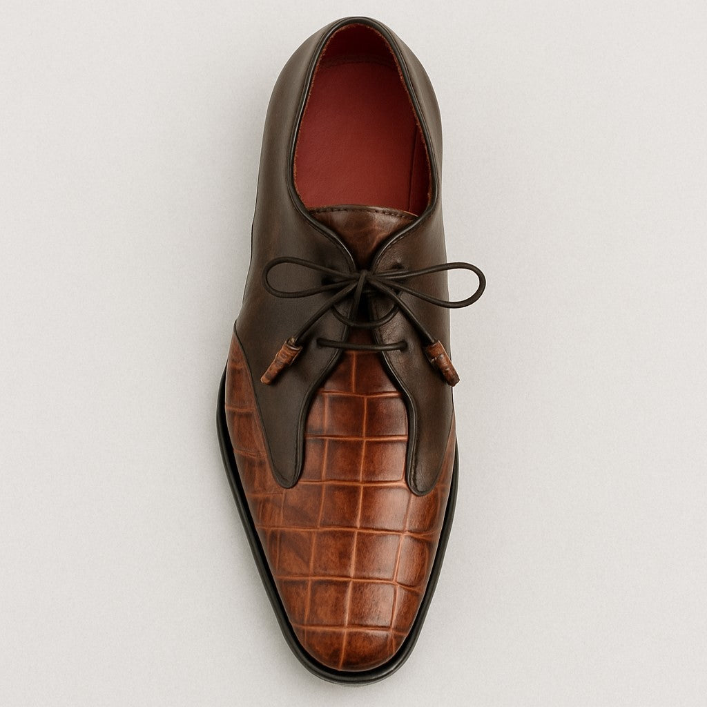 Marco Di Milano Anzio Orix Brown Alligator & Calfskin Derby