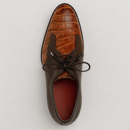 Marco Di Milano Anzio Orix Brown Alligator & Calfskin Derby