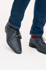 Marco Di Milano Caribe Gray Caiman Crocodile Derby Shoes