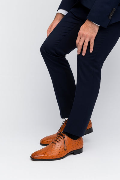 Marco Di Milano Criss Brandy Ostrich Quill Dress Shoe Oxfords 7 CRISS_OSTRICH_BRANDY_8  - from alligatorwarehouse.com