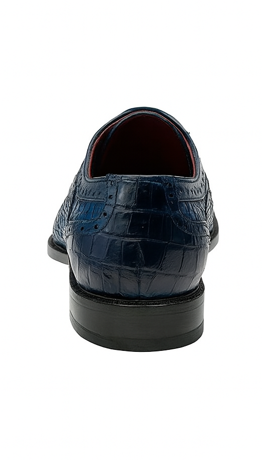 Marco Di Milano John Navy Shoes Exotic Caiman Crocodile / Woven Leather Dress Oxfords