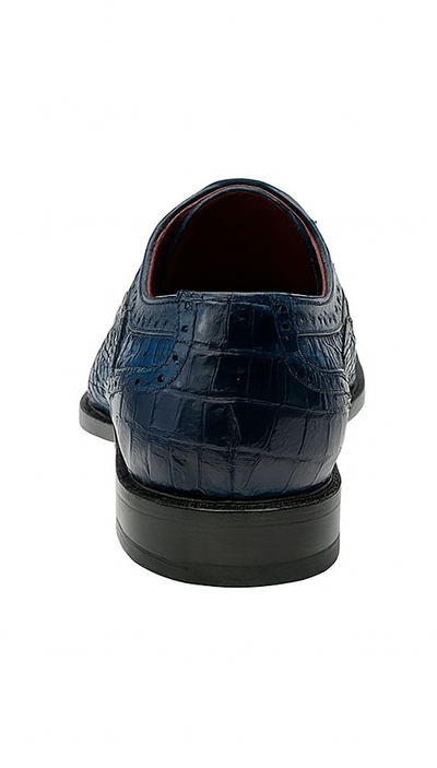 Marco Di Milano John Navy Shoes Exotic Caiman Crocodile / Woven Leather Dress Oxfords 7 JOHN_CAIMAN FUSCUS_NAVY_8  - from alligatorwarehouse.com