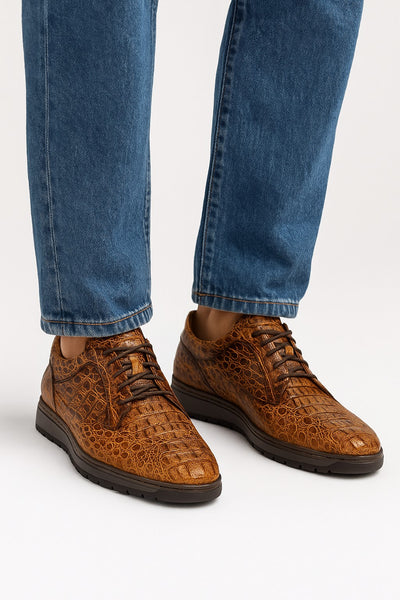 Marco Di Milano Kratos Men's Rustic Orix Shoes Exotic Caiman Crocodile Sneakers 9 KRATOS_CAIMAN FUSCUS_RUSTIC ORIX_7  - from alligatorwarehouse.com