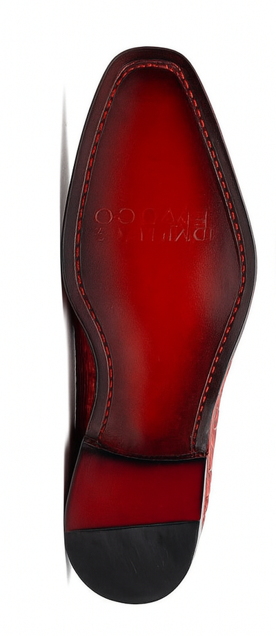 Marco Di Milano Mens Red  Caiman Gator Dress Shoes Rovigo 7 ROVIGO_CAIMAN FUSCUS_RED_9  - from alligatorwarehouse.com