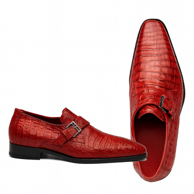 Marco Di Milano Mens Red  Caiman Gator Dress Shoes Rovigo 8 ROVIGO_CAIMAN FUSCUS_RED_9  - from alligatorwarehouse.com