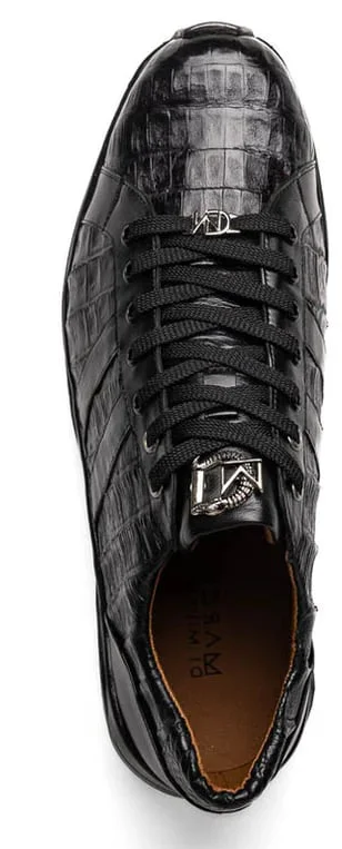 Marco Di Milano Nino Men's Shoes Black Sleek Genuine Caiman Crocodile Fashion Sneaker 6 NINO_CAIMAN FUSCUS_BLACK_8  - from alligatorwarehouse.com