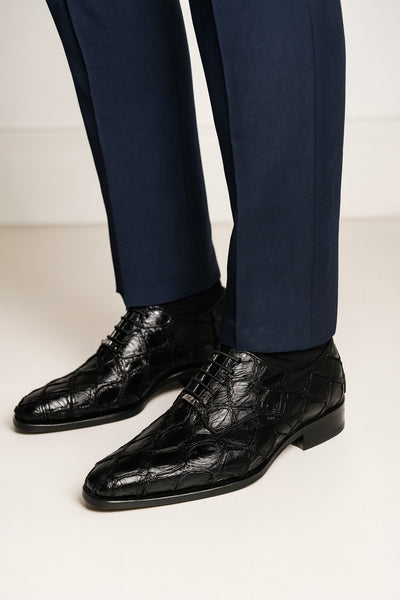 Marco Di Milano Olivieri Black Pirarucu Dress Shoe Oxfords 8 OLIVIERI_PIRARUCU_BLACK_8  - from alligatorwarehouse.com