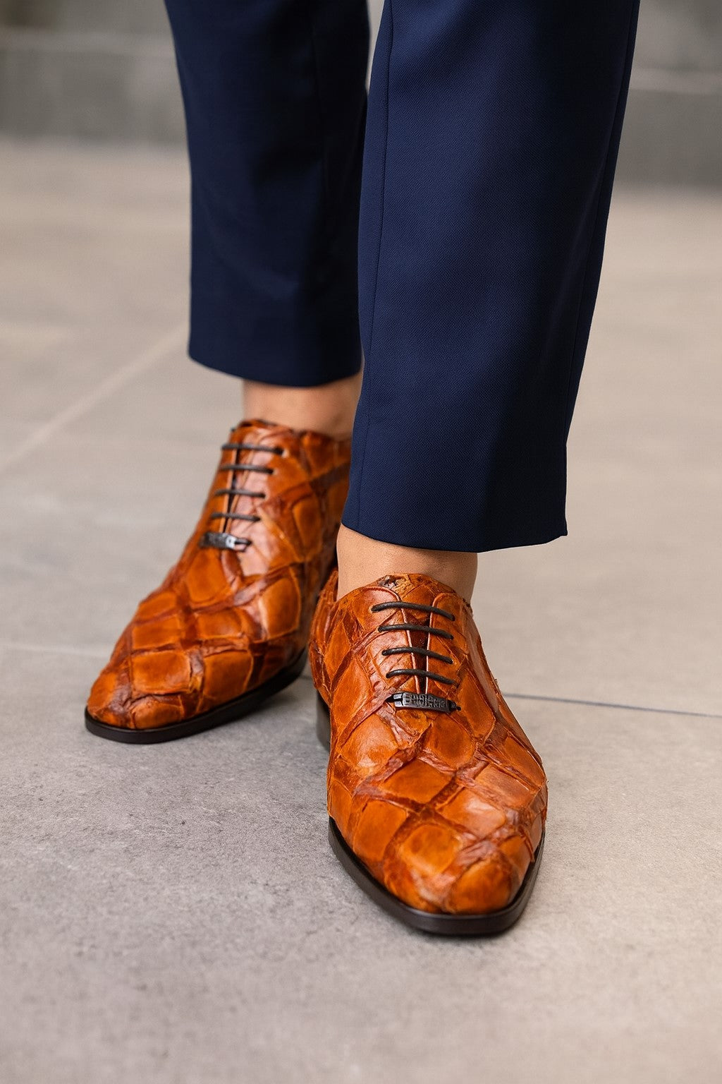 Marco Di Milano Olivieri Cognac Pirarucu Dress Shoe Oxfords 9 OLIVIERI_PIRARUCU_COGNAC_8.5  - from alligatorwarehouse.com