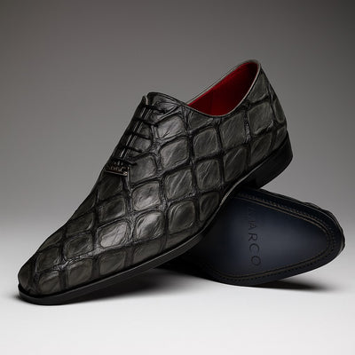 Marco Di Milano Olivieri Gray Pirarucu Dress Shoe Oxfords 4 OLIVIERI_PIRARUCU_GRAY_8.5  - from alligatorwarehouse.com