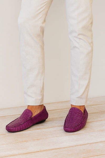 Marco Di Milano Remo Purple Caiman Crocodile Driving Shoes 2 REMO_CAIMAN FUSCUS_PURPLE_8  - from alligatorwarehouse.com
