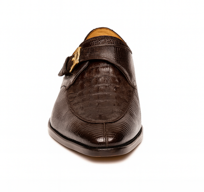 Marco Di Milano Toluca Men's Shoes Brown Exotic Crocodile & Lizard Monk Strap 6 TOLUCA_CAIMAN FUS-LIZ RING_BROWN_8  - from alligatorwarehouse.com