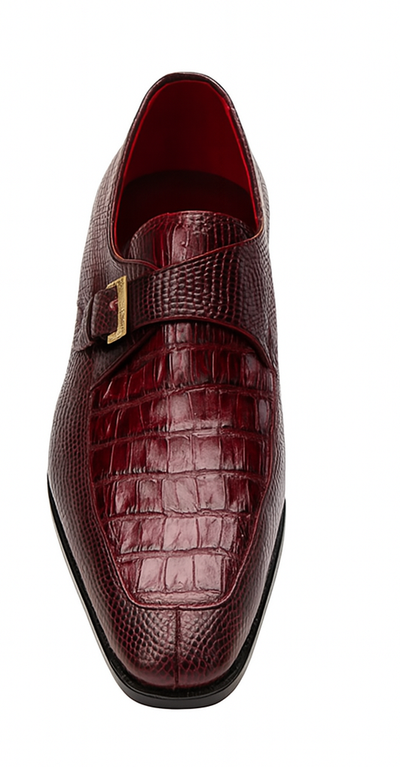 Marco Di Milano Toluca Wine / Burgundy Monk Strap Lizard & Crocodile Shoes 6 TOLUCA_CAIMAN FUS-LIZ RING_WINE_8  - from alligatorwarehouse.com