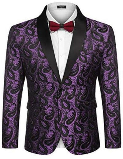 Mardi Gras Purple Tuxedo Dinner Jacket - Purple Paisley Blazer 1   - from alligatorwarehouse.com