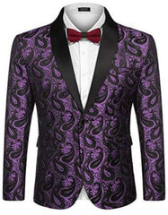 Mardi Gras Purple Tuxedo Dinner Jacket - Purple Paisley Blazer