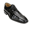 Men's Belvedere Mare Ostrich Leg & Eel Skin Dress Shoe in Black 2 MEN 2P7 BLACK-M-09.5  - from alligatorwarehouse.com