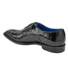 Men's Belvedere Mare Ostrich Leg & Eel Skin Dress Shoe in Black 4 MEN 2P7 BLACK-M-09.5  - from alligatorwarehouse.com