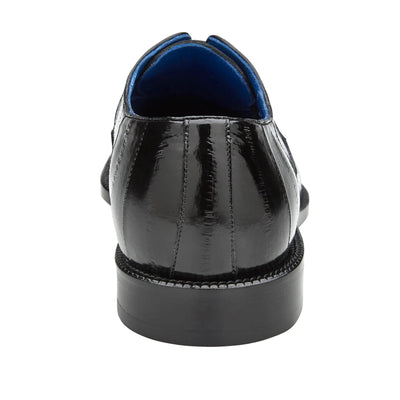 Men's Belvedere Mare Ostrich Leg & Eel Skin Dress Shoe in Black 5 MEN 2P7 BLACK-M-09  - from alligatorwarehouse.com