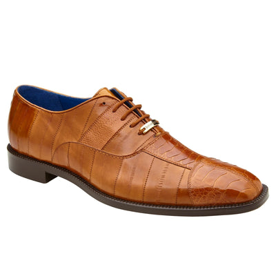 Men's Belvedere Mare Ostrich Leg & Eel Skin Dress Shoe in Camel 2 MEN 2P7 CAMEL-M-09  - from alligatorwarehouse.com